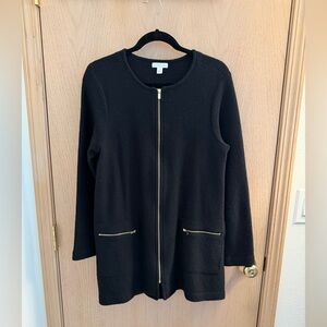 NWOT Charter Club Black Cardigan with Gold Zipper